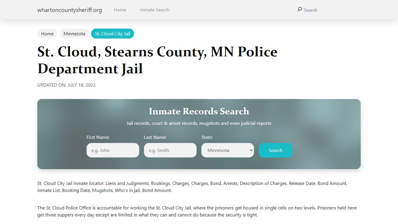 St. Cloud, MN City Jail Inmates, Arrests